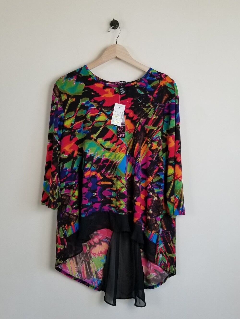 Peck & Peck 3/4 Sleeve Abstract Top XL Petite NWT